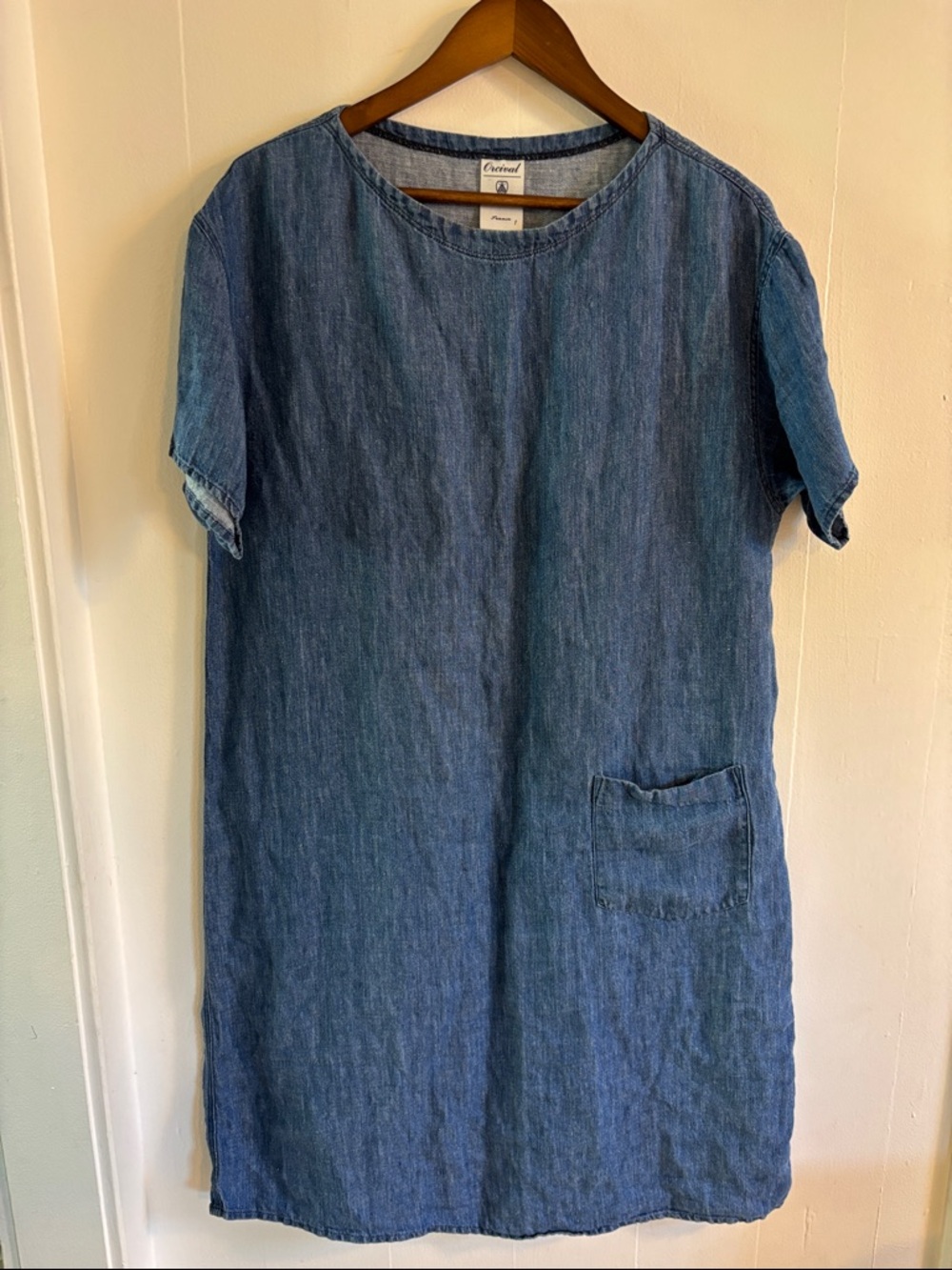 Orcival France 100% Linen Casual Chambray Shift Dress